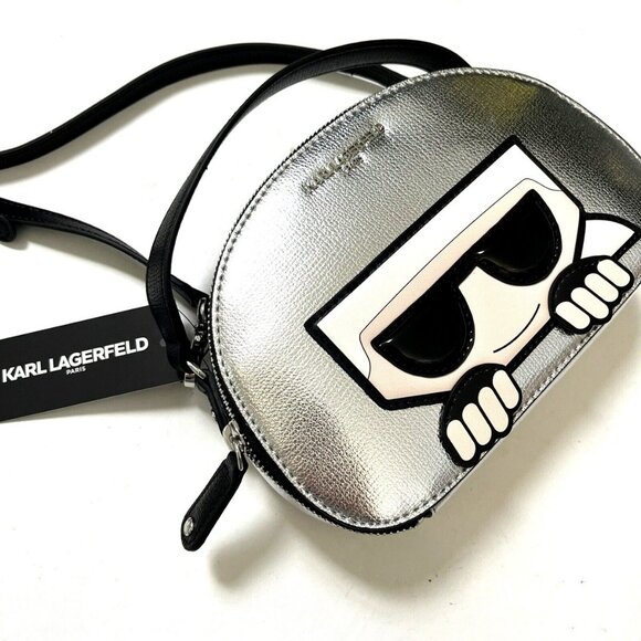 NWT Original Karl Lagerfeld Paris Maybelle Top Handle Crossbody Silver Metallic - Picture 1 of 10